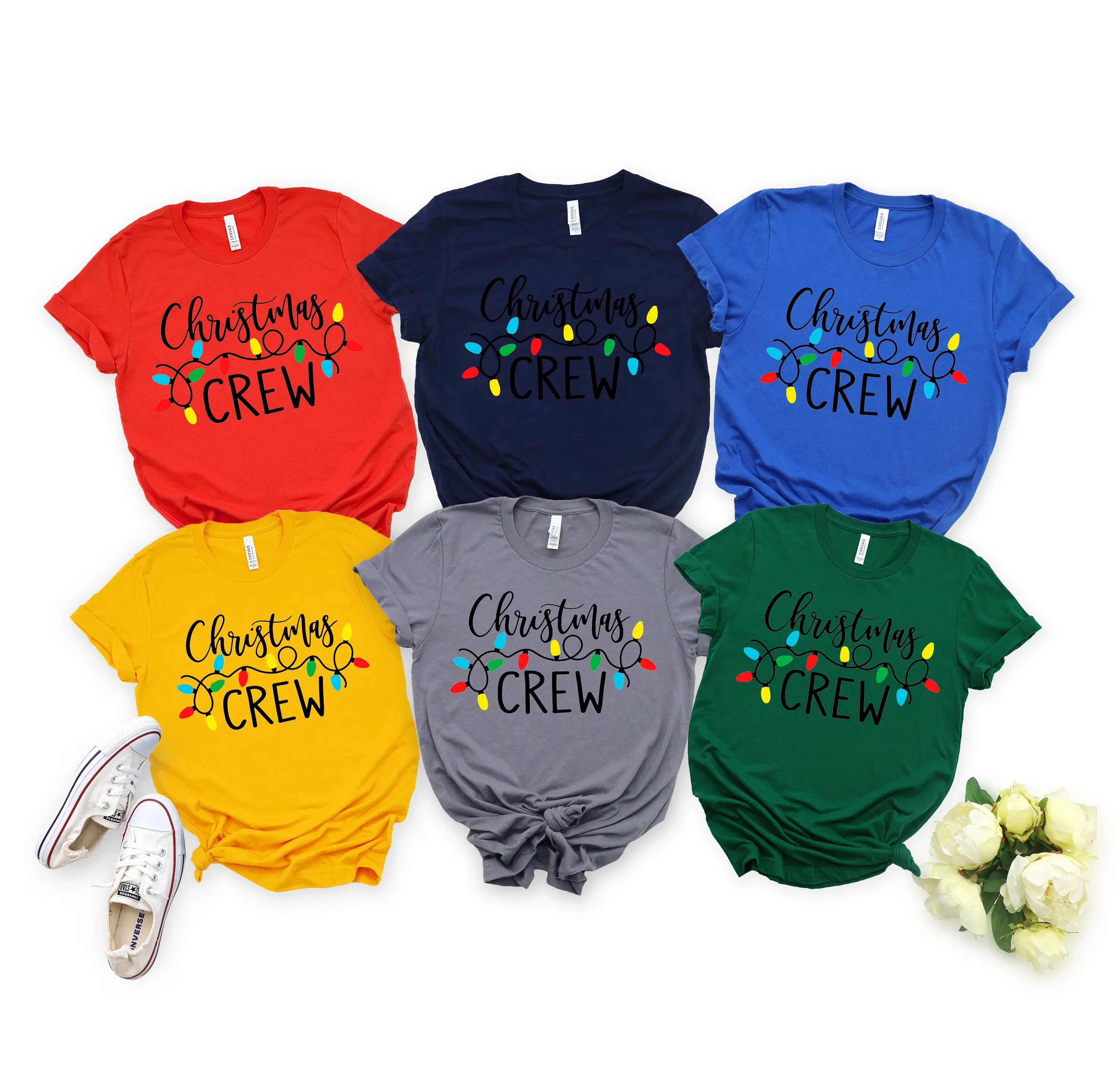 Christmas Crew T Shirt LighT Chirstmas New Year Family Matching