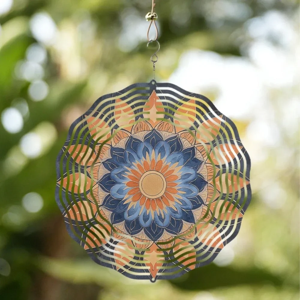 CIFBUY Mandala Wind Chime Outdoor Garden Decor 360 Rotating Hook Balcony Hanging Ornament Durable Yard Patio Art Ornament