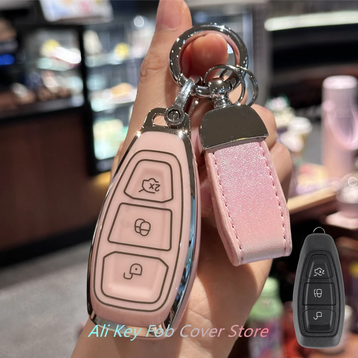 Car Key Case Cover With Keychain For Ford Fiesta IV Focus III Galaxy Fusion Mondeo IV B-Max C-Max II S-Max Kuga II Ecosport etc.