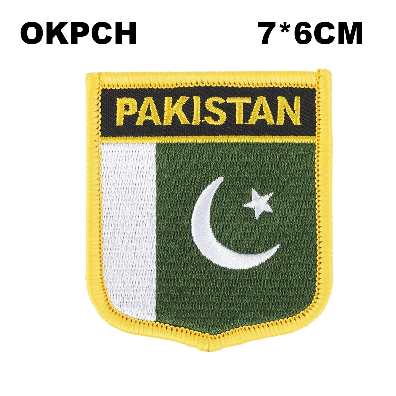 

Pakistan Flag Shield Shape Iron on Embroidery Patches Saw on Transfer Patches Sewing Applications for Clothes Back Pack Cap