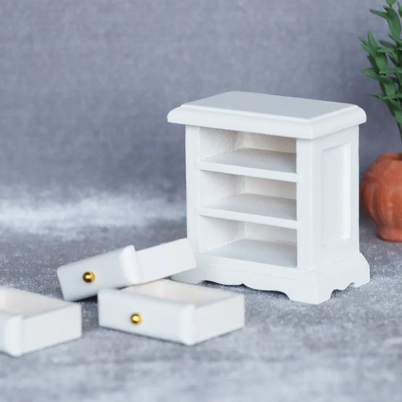 1:12 Miniature Furniture Model Scene Dollhouse Toys Wooden Bedside Table Doll House Accessories Creative Exquisite Decoration