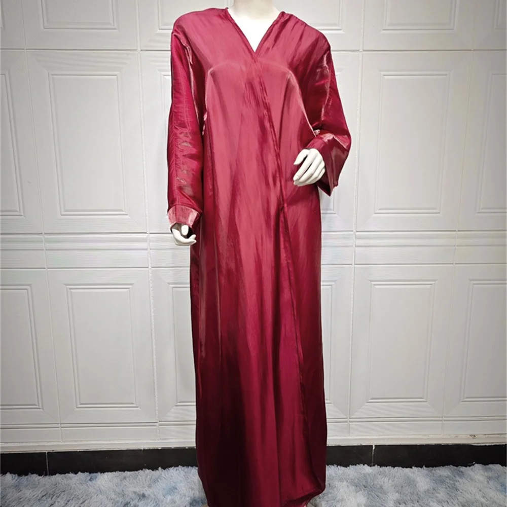 Abito donna Abaya musulmano Batwing Abaya marocco caftano abiti 2024 New Pink Ramadan Dubai arabo raso di seta Kimono Cardigan Robe