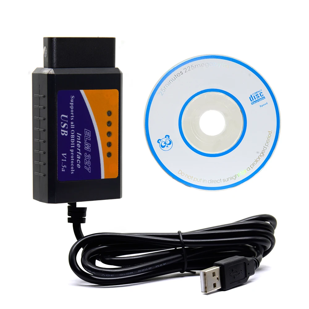 Новейший автомобильный диагностический сканер ELM327 USB V1.5 OBD2, ELM 327 в 1,5 OBD 2 OBDII интерфейс, автоматический диагностический инструмент на основе ПК, стандартное сканирование