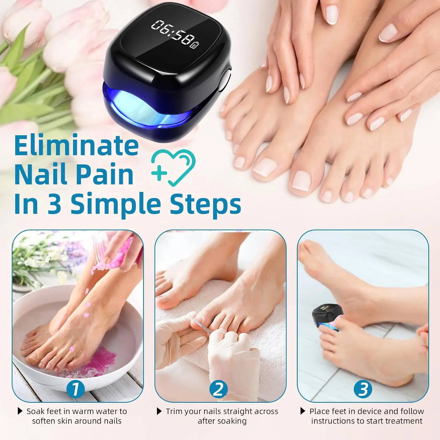 Home Use Nail Fungus Laser Machine Dual Light Wavelength Fungal Nail Treatment Foot Toenail Recovery Care Instrument