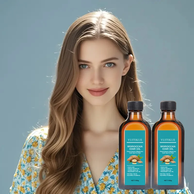 Aceite para el cabello marroquí, extractos de plantas utilizados para la reparación y el cuidado del cabello, direccionar el frizz, enredos y otras cuestiones.