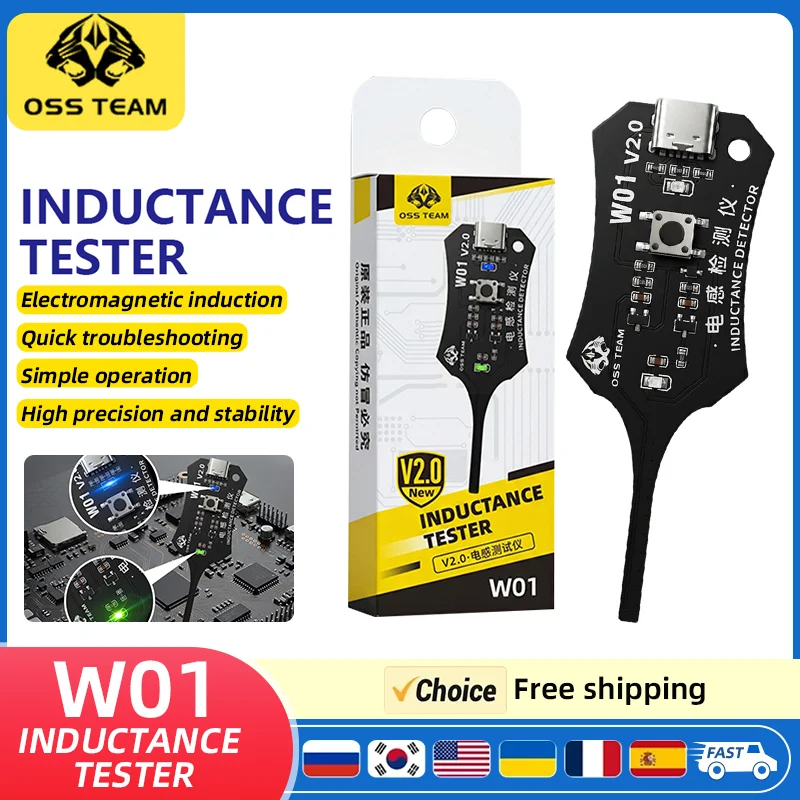 OSS W01 V2.0 Inductance Tester, Microsecond Response Probe Stable High Precision  for PCB Electronic Repair Troubleshooting