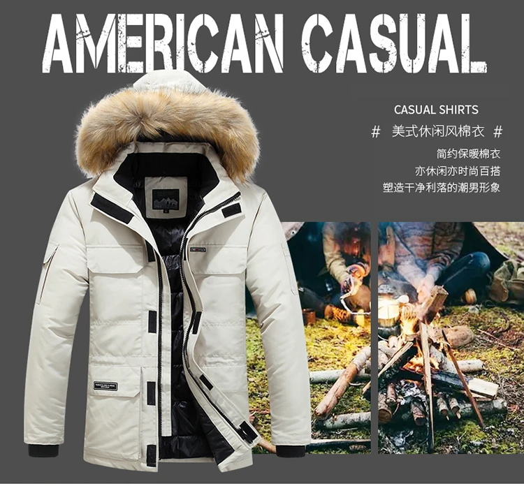 High-quality Winter New Model Solid-color Detachable Hat Warm and Cozy Cotton Coat with a Fur Collar for Men Outerwear