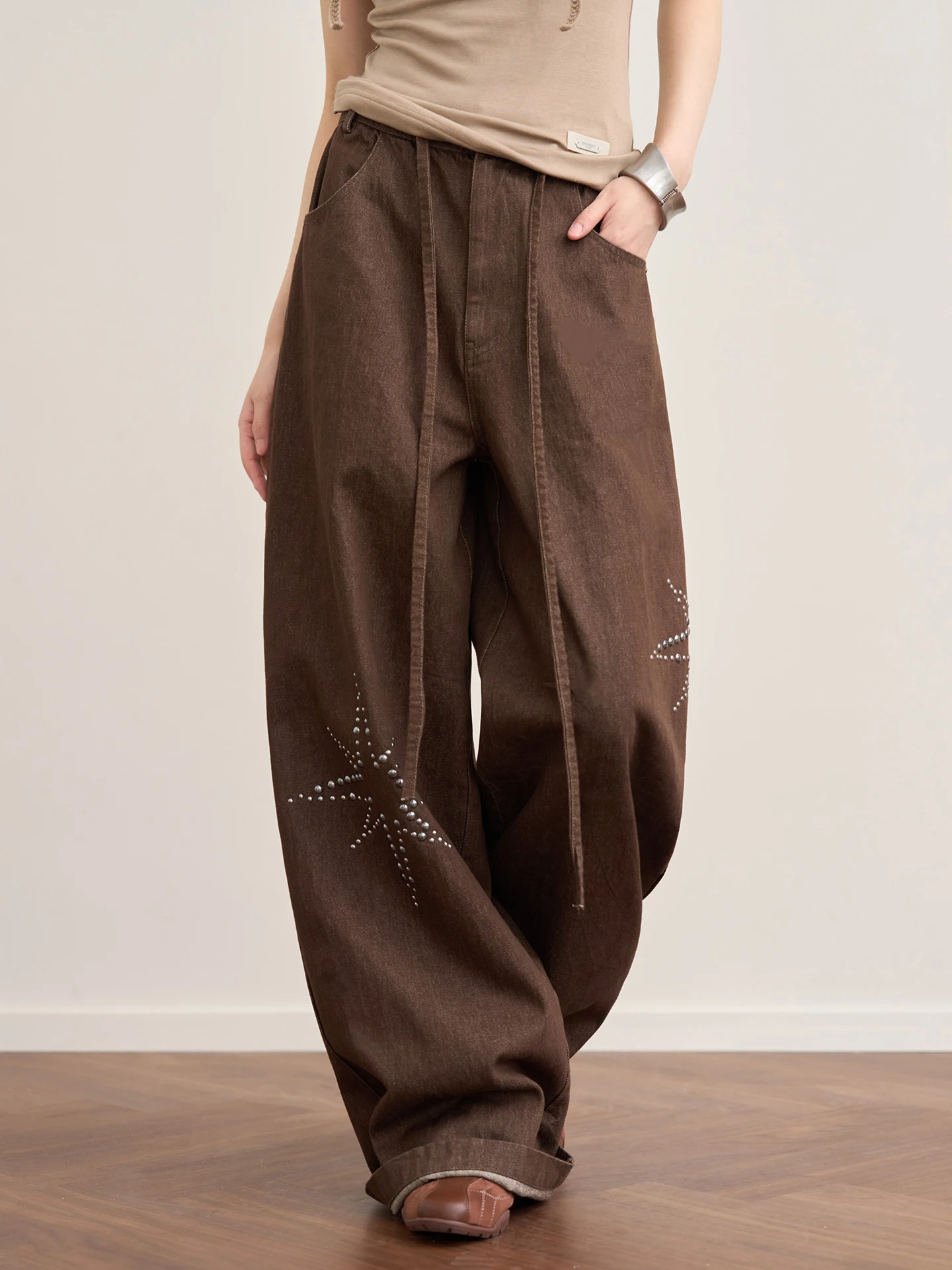 

Wan You avi Museum Pl Tra Vintage Waed Denim Jeans Women's Spring Loose Casual Long Pants l Waist Zipper