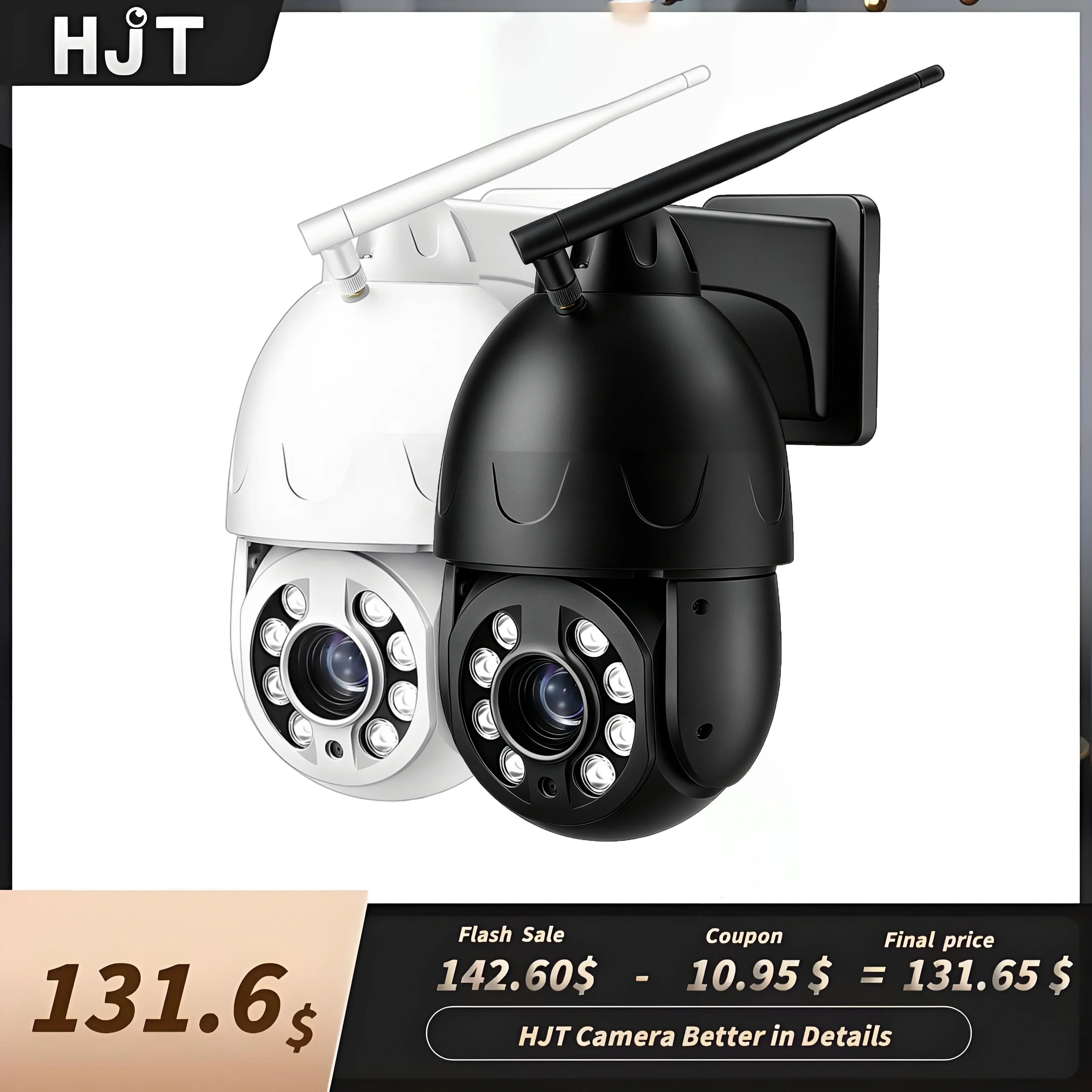 

Камера HJT Security 4G LTE 4K 8MP PTZ с SIM-картой, 30-кратным зумом, автоматическим отслеживанием, цветным ночным видением, двусторонней аудиосвязью, для улицы, 5 МП, беспроводная Wi-Fi камера