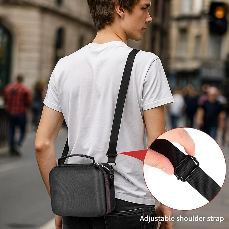 Action Camera Carrying Case Shockproof Storage Bag with Adjustable Strap for Camera Accessories and Remote