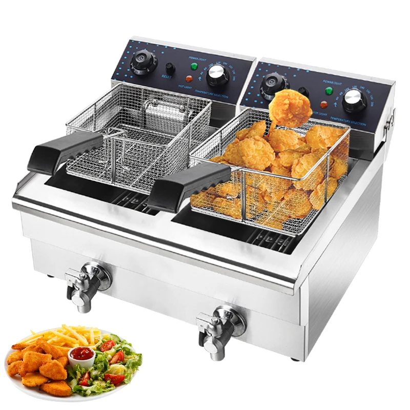 10L+10L Double Tank Friyer Deep Fryer 20 Litres Commercial General Electric Deep Fryer With Temperature Controller