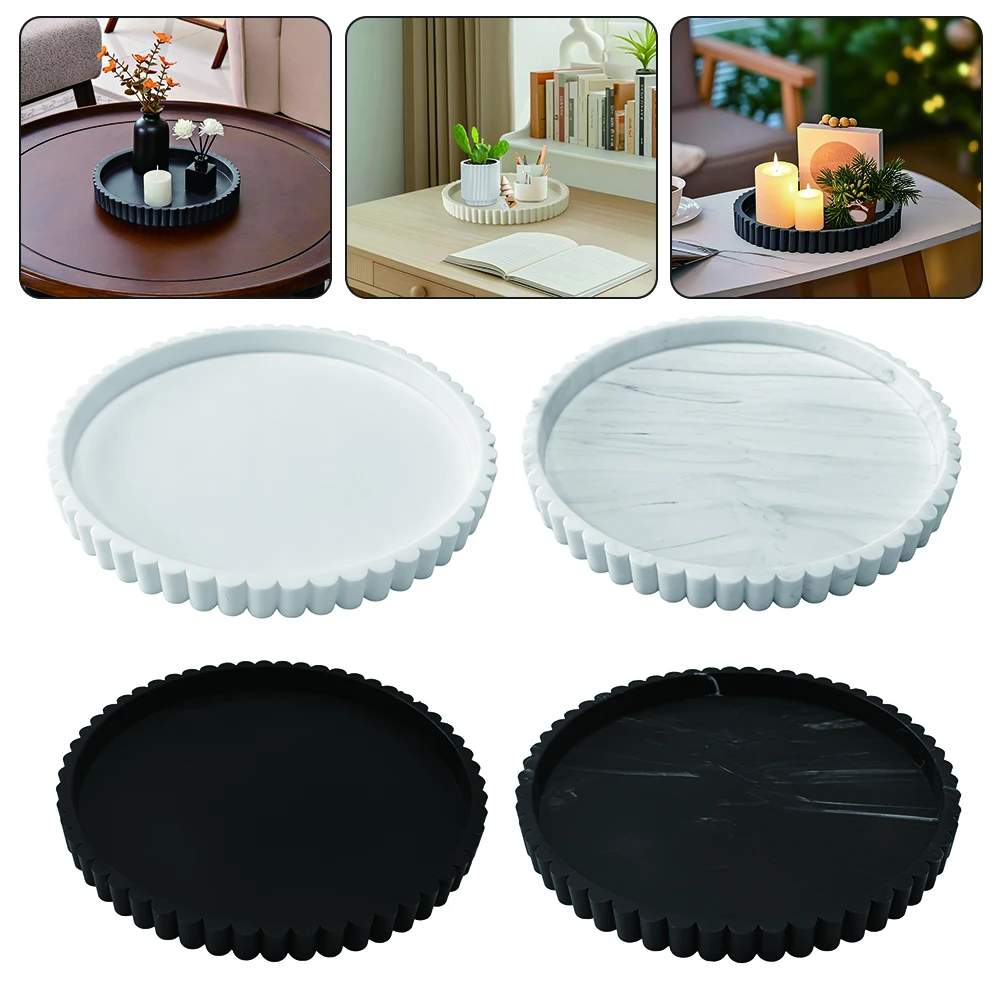 Bandeja Circular de decoracin para mesa de centro, plato de baratija de joyería, diseño antideslizante de silicona, posavasos para velas, bandeja para jabones para fregadero de cocina