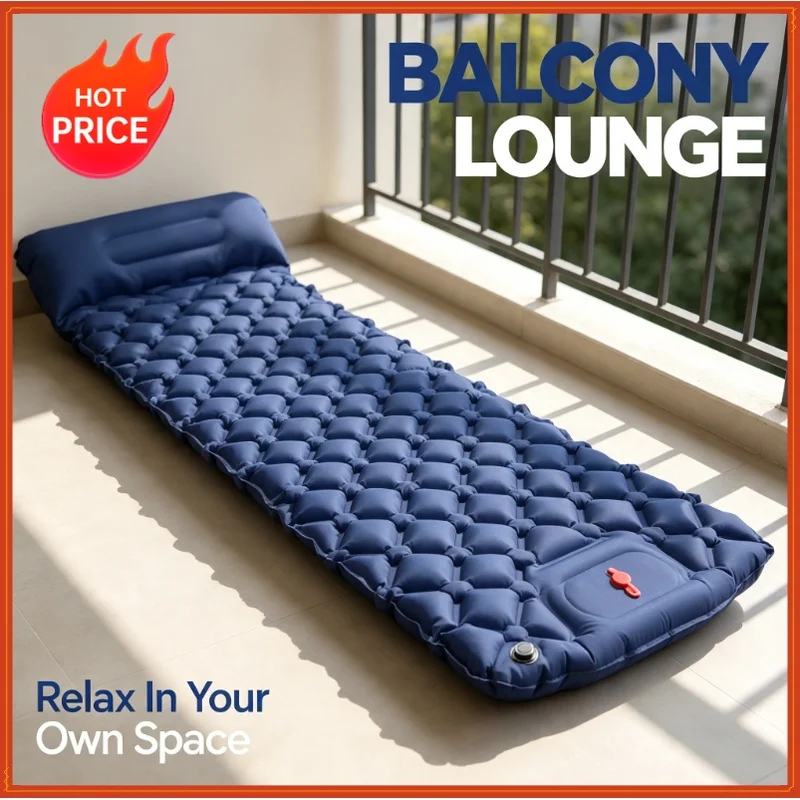 Foldable Inflatable Air Mat Ultralight Pillow Sleeping Pad For Camping Hiking Beach Travel Rest Use