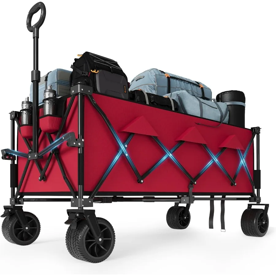 

52 Складной фургон для пляжа с грузоподъемностью 460 фунтов, сверхмощный, 350 л, очень большой складной складной фургон для кемпинга, все