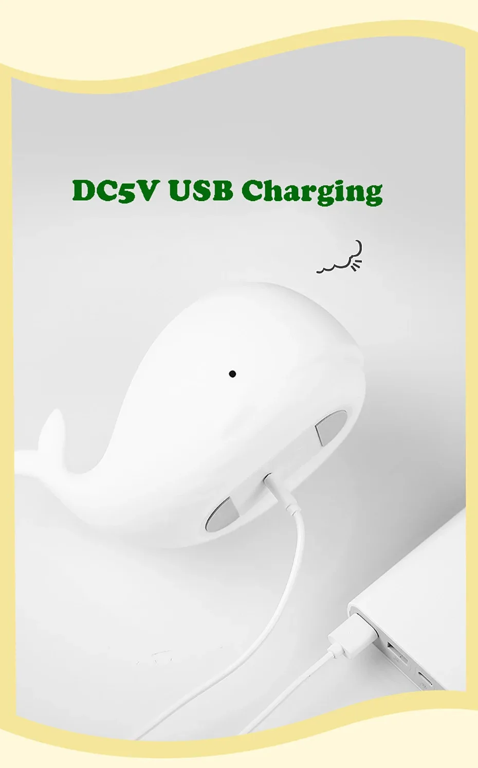 Soft Silicone Cartoon Whale Night Light For Children Room Decor USB Rechargeable Kids Bedroom Sleep Lamp Dropshipping