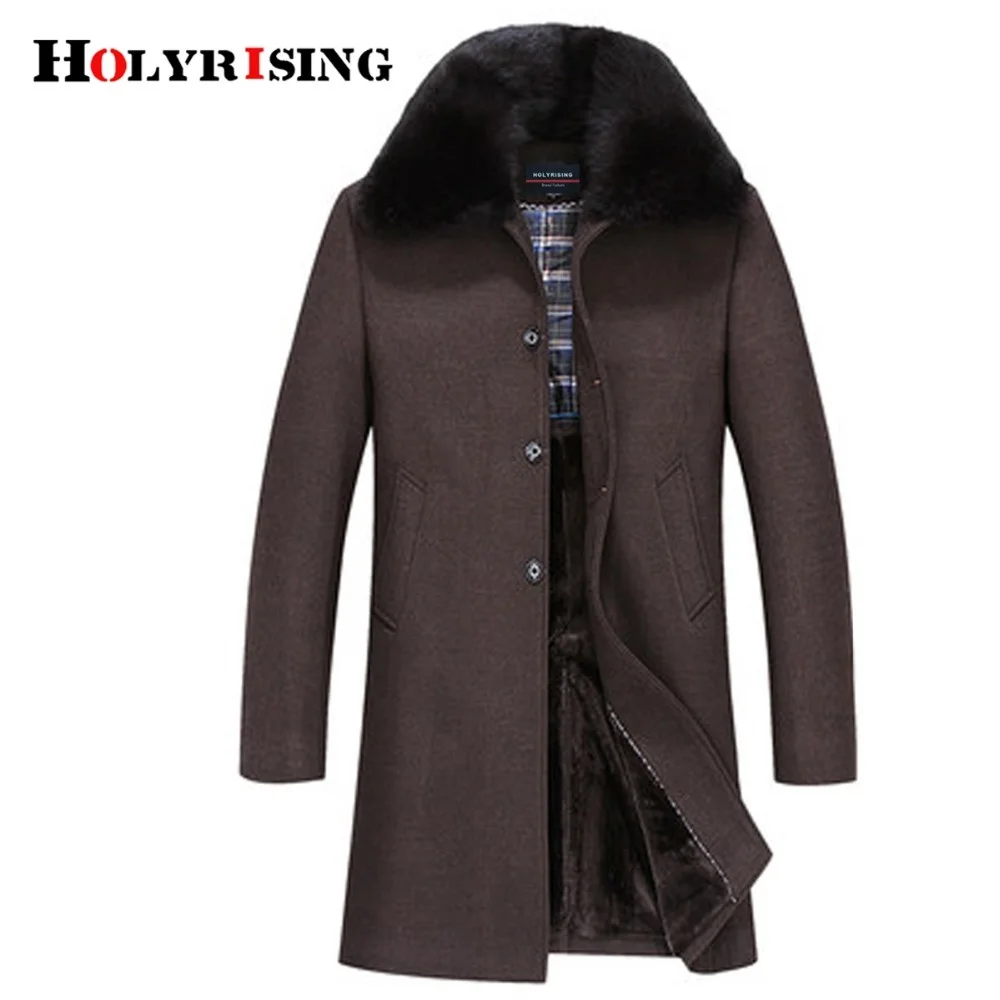 

winter jackets men thicken woolen coat long outwear male warm overcoats fur wool & blends mens clothing l-4xl #18168 Holyrising