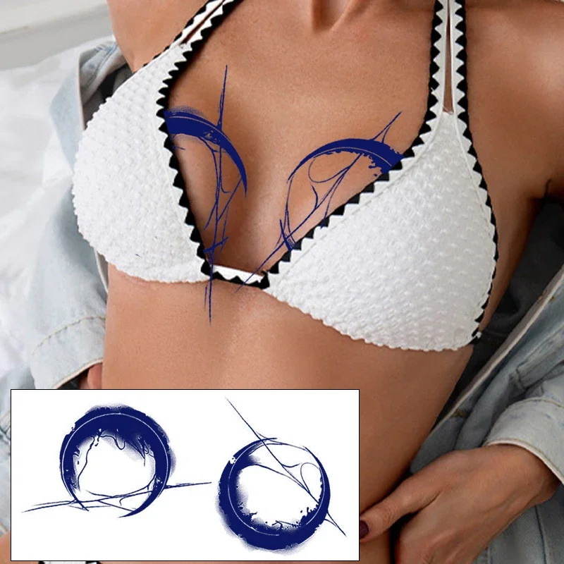 

1P травяной сок, сексуальные накладки на соски, водонепроницаемые, устойчивые к поту, поддельные татуировки, наклейки, нарисованные вручную художественные временные наклейки с лунным узором