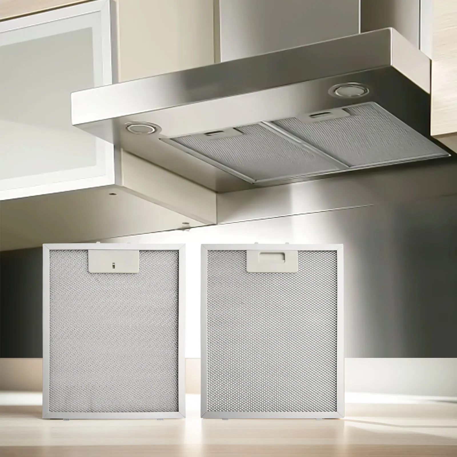 Filtros de aluminio para campana extractora de cocina, Extractor de malla metálica, filtro de ventilación de 300x240x9mm, accesorios plateados para mejoras en el hogar, 2 piezas