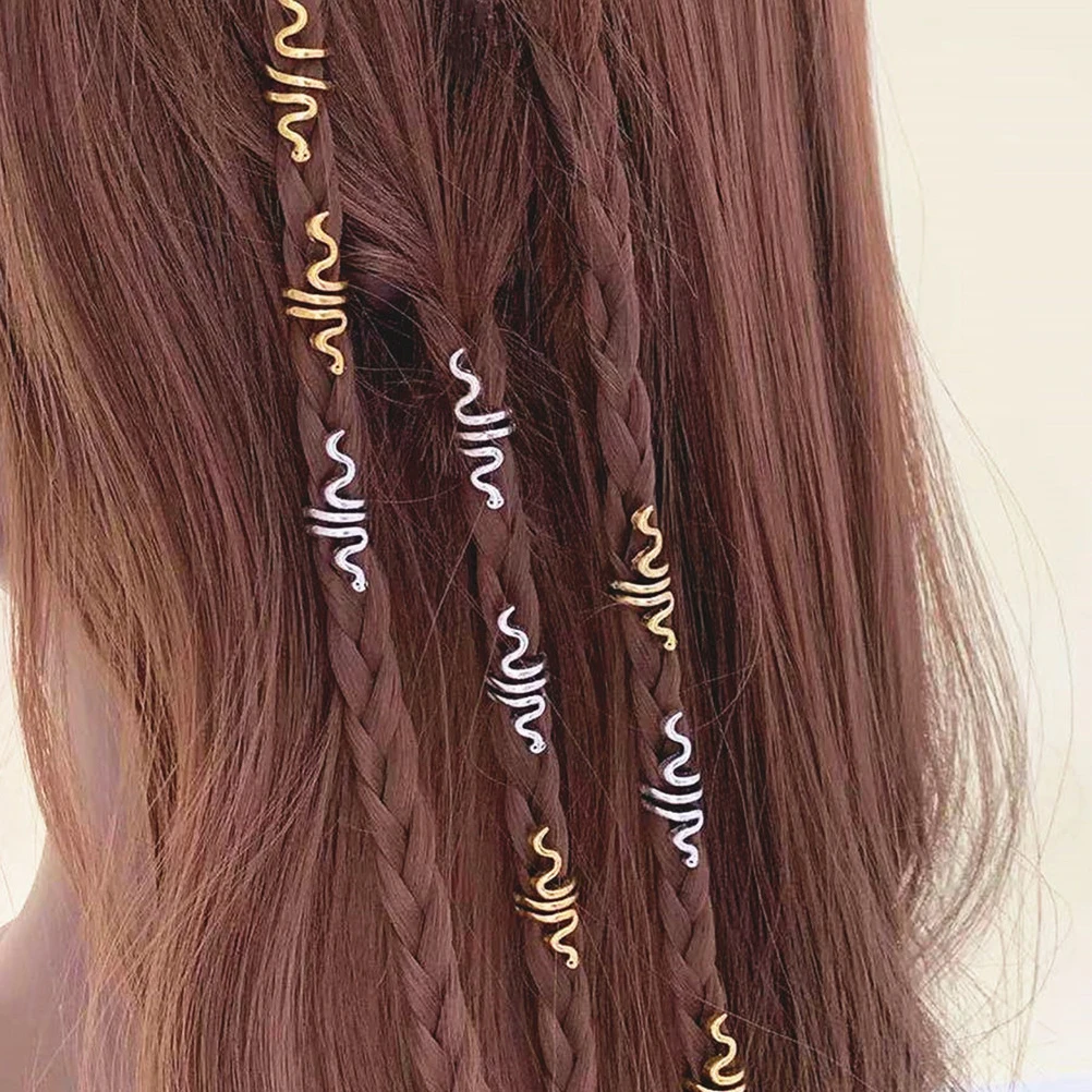 

9 Pcs Spiral Hair Ring Accessories Metal Beads Braid Cuffs Girls Dreadlocks Zinc Alloy Rings Man