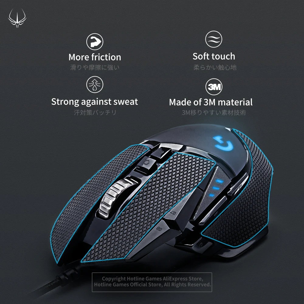 1 Pack Hotline Games 2.0 Plus Mouse Anti-Slip Grip Tape for Logitech G900 G903,Grip Upgrade,Moisture Wicking,Easy to Apply