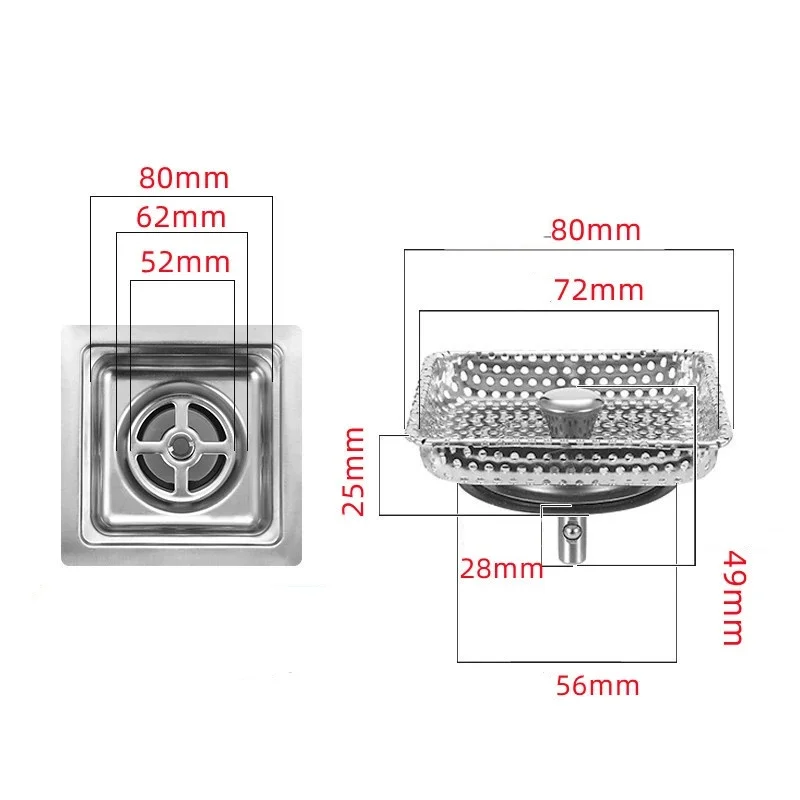Sink Drain Strainer Stopper Stainless Steel Rubber Kitchen Sink Plug Filter Stopper Anti Clogging Odor Bathroom Accessories