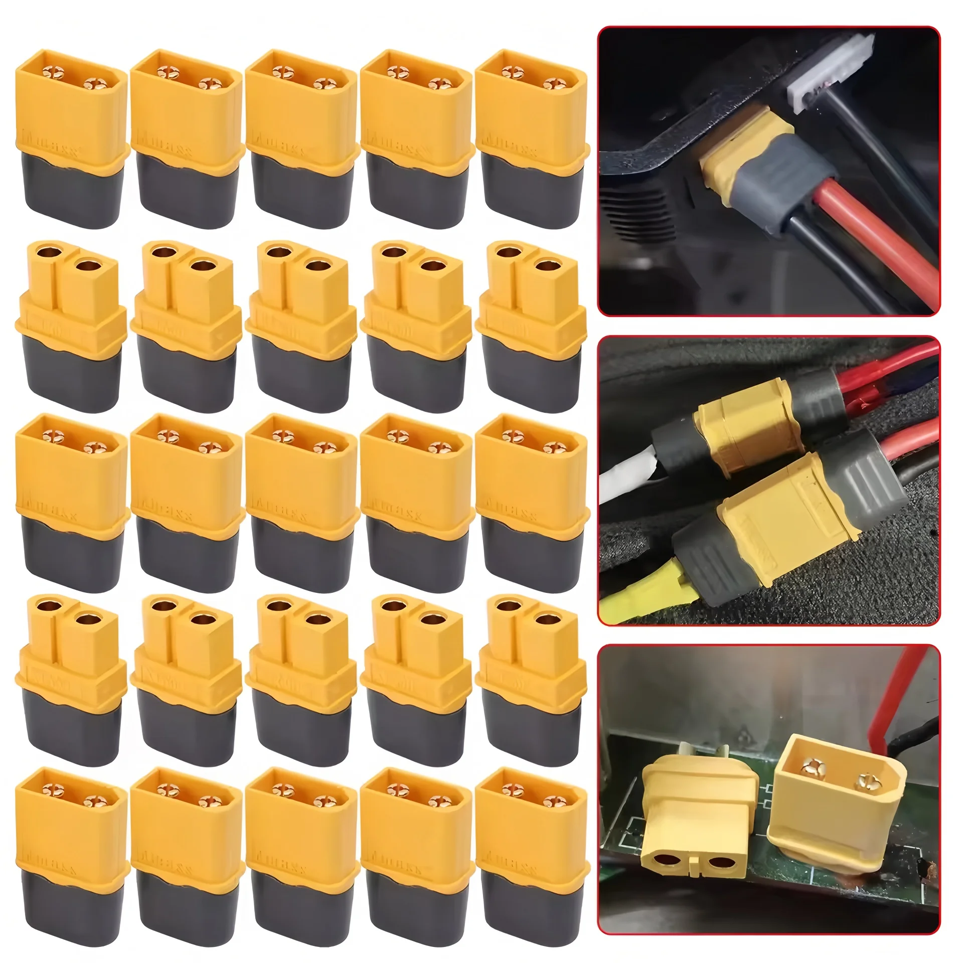 40 Pairs XT60H (XT60 Upgrade) Connectors XT60H Male Female Bullet Connectors Plugs with Sheath for Lithium Battery RC Planes Car