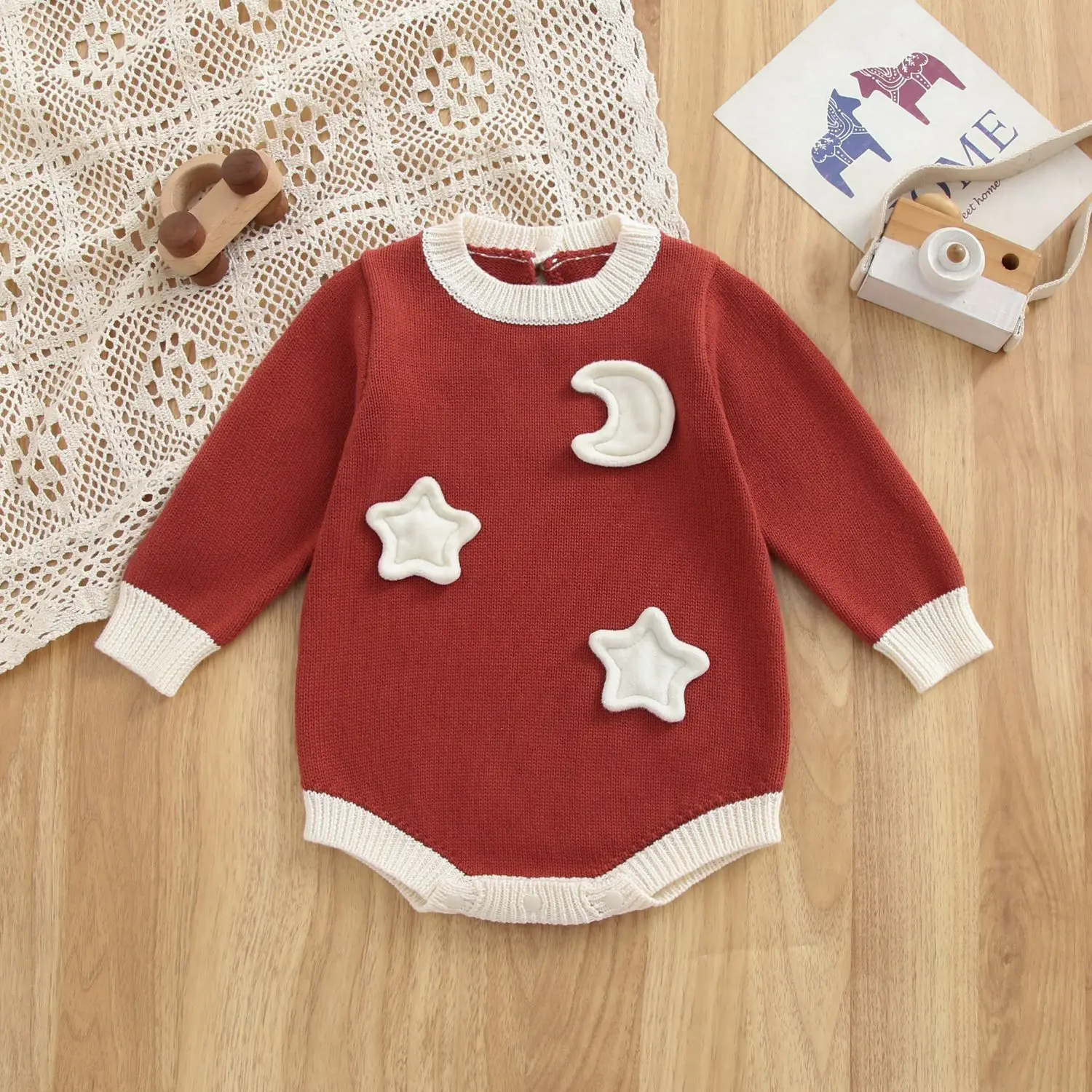 0-24M Newborn Kid Baby Boy Girl Winter Clothes Knit Warm Baby Romper Sweater Long Sleeve Thick Bodysuit Cute Outfit