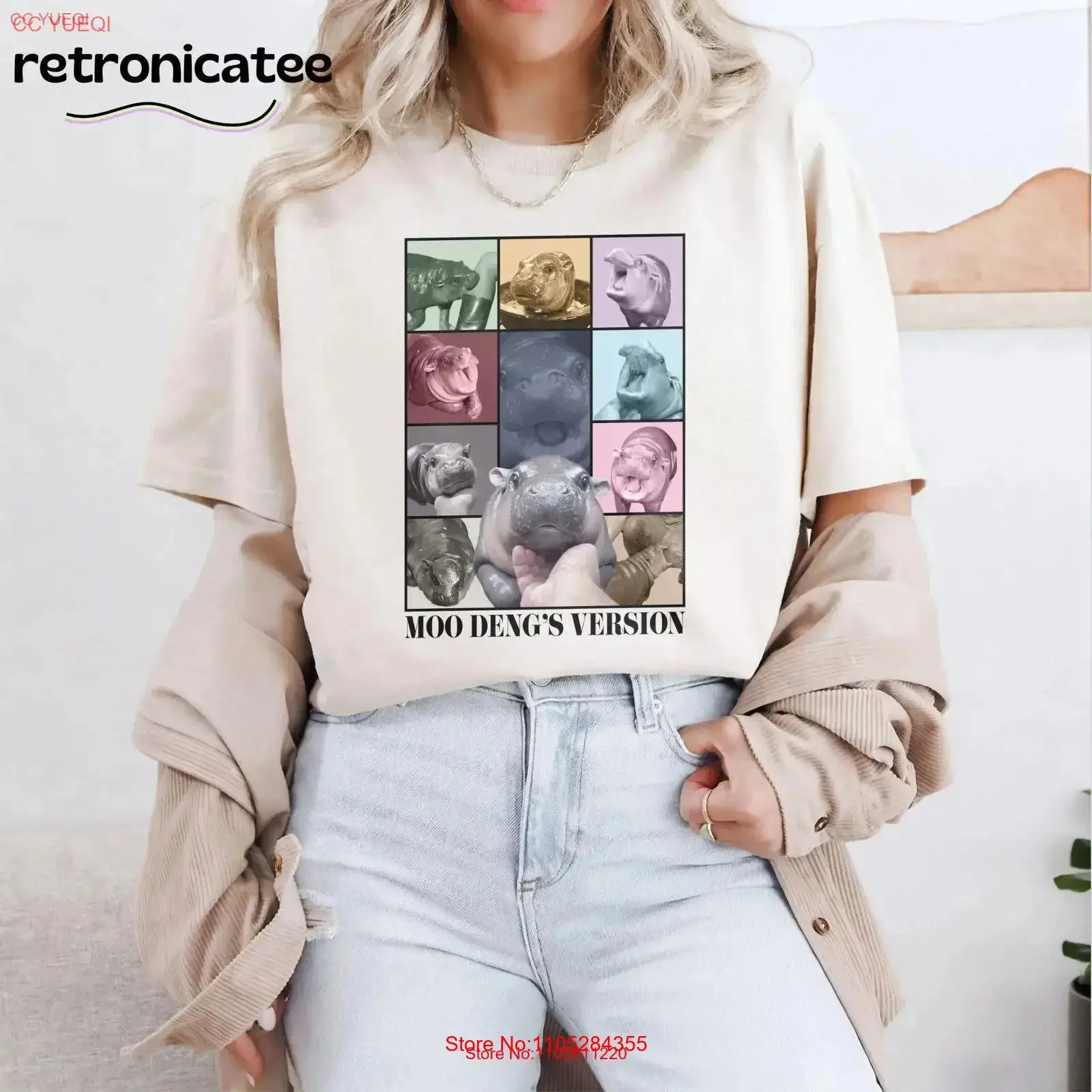 Moodeng Hippo T Shirt Moodeng's Version Baby Khao Kheow Open Zoo Cute Moo Deng Trending Viral vintage Washed Breathable