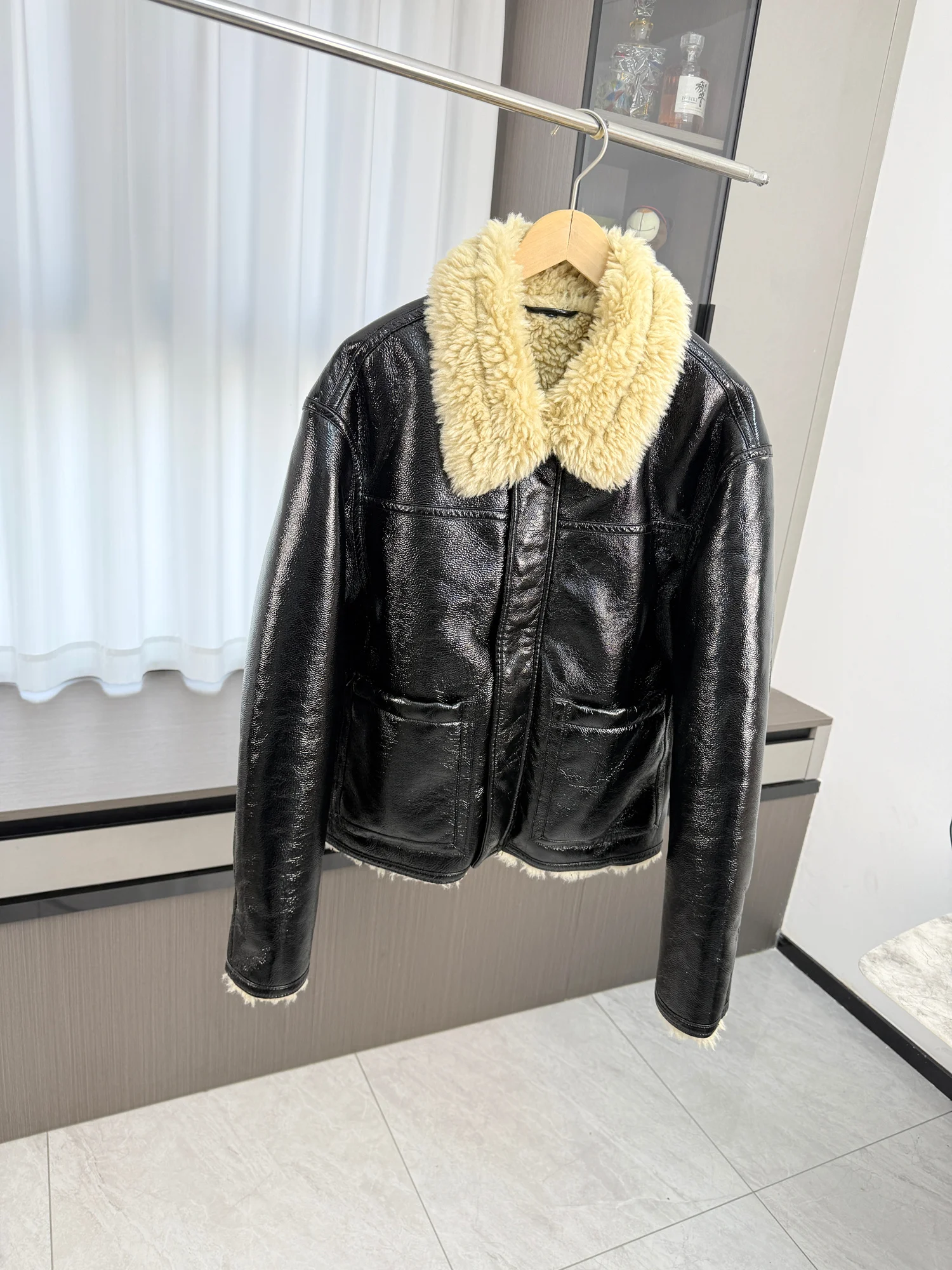 

Утепленная куртка из искусственной кожи с воротником-стойкой для мужчин и женщин, повседневная теплая верхняя одежда для осенне-зимнего сезона