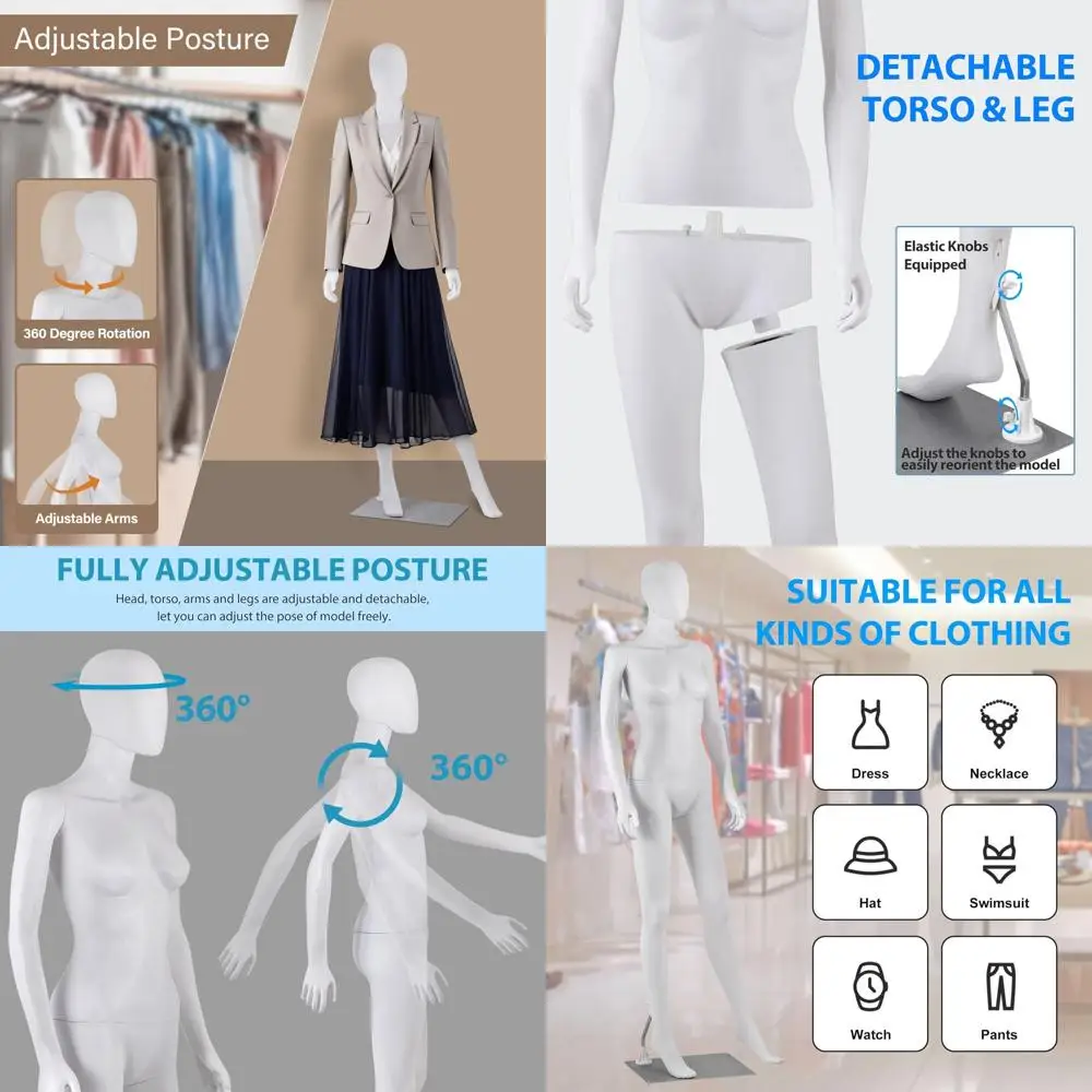 

Полноразмерный женский манекен 69 с регулируемой подставкой, реалистичный, белый