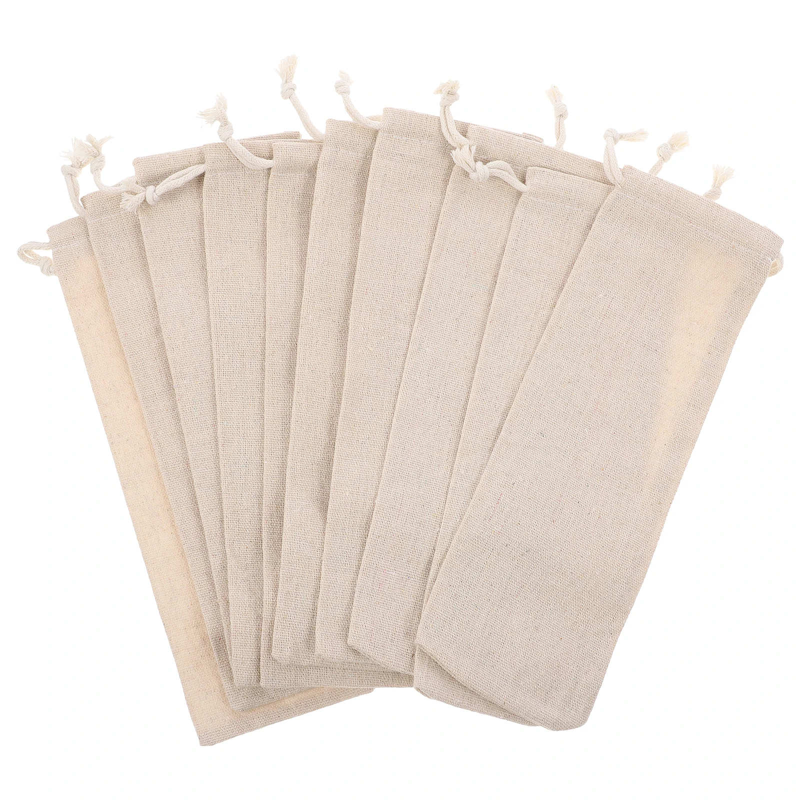 

10 pcs Straw Storage Bag Cotton Linen Lightweight Foldable Travel Case for Stainless Steel Reusable Straws Cutlery Burlap Pouch