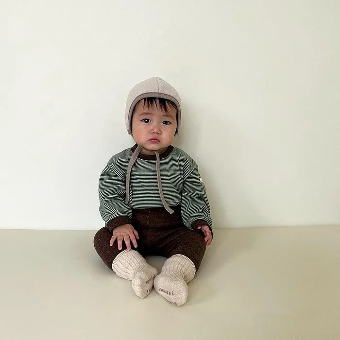 

Baby Autumn Striped Base Shirt Korean Children Clothing Boys and Girls Round Neck Long Sleeve T-shirt Pullover Autumn Outfit