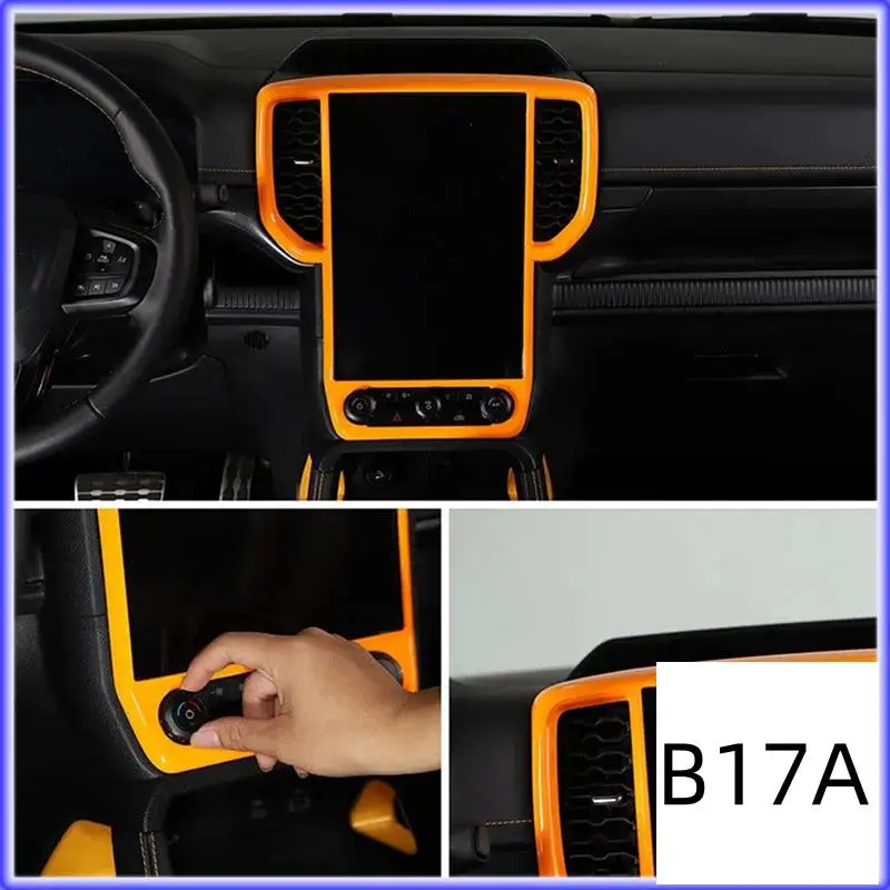 

BT-For Ford Ranger 2023 2024 Center Control Air Vent Outlet Cover Display Screen Trim Interior Accessories Orange
