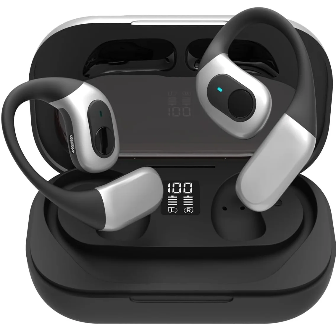 스포츠 이어버드 블루투스 ENC 노이즈 캔슬링 무선 이어폰, IPX7 방수 오픈 이어 러닝 헤드폰, 안드로이드, 아이폰, iOS용