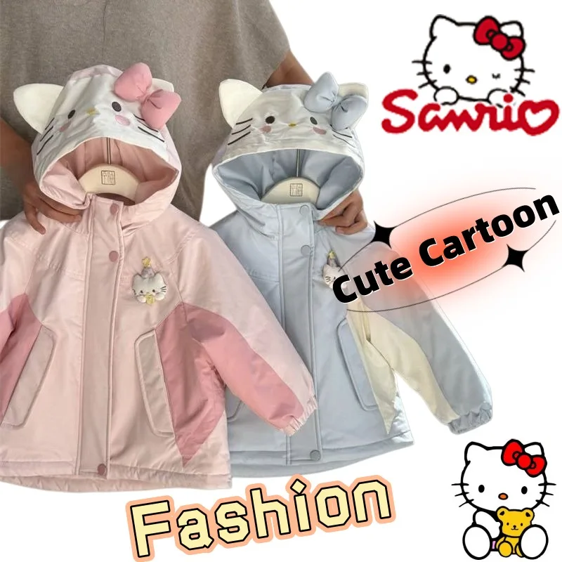 

Куртка с капюшоном «Hello Kitty», креативная куртка с хлопковой подкладкой с милым рисунком для мальчиков и девочек, модный подарок на день рождения друзей