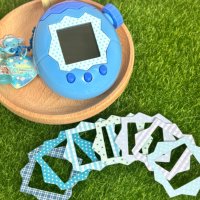 Cartoon Polka Dot Checkered Tamagotchi Paradise Panel Sticker Cute Simple Cartoon Design Paper Sticker Decoration For Toys