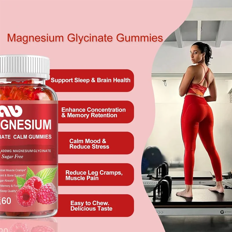 600mg magnesium gummies per serving -400mg glycine magnesium and 200mg L-threonate magnesium, used for muscle and bone support