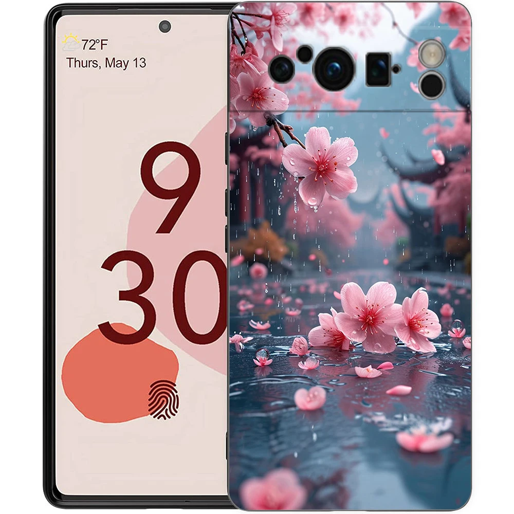 Pink Spring Cherry Blossoms Phone Case Cover for Google Pixel 8 7 6 7A 6A Pro 5G Shockproof Silicone Soft 8 Pro 5G Shell Capas