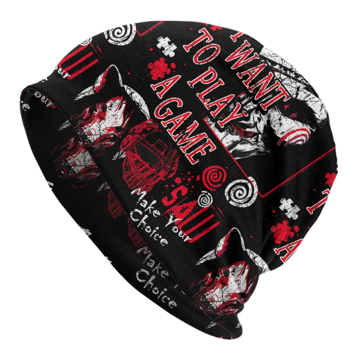 Custom S-Sawes Horror Movie Retro Skullies Beanies Caps Winter Warm Knit Hat Men Women Fashion Adult Bonnet Hats Outdoor Ski Cap