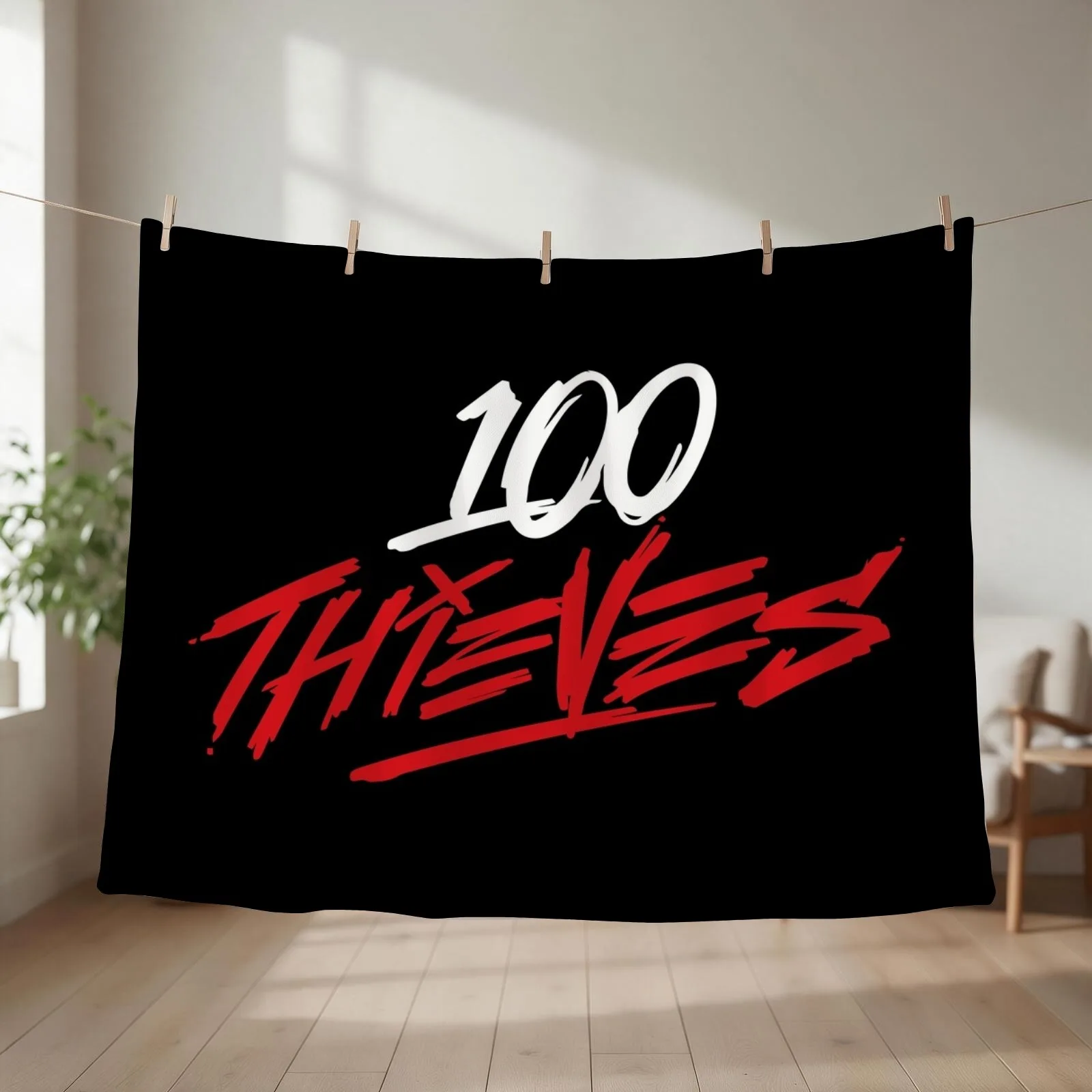 Thieves Merch 100 Thieves Logo Throw Blanket couch cozy soft plush fuzzy picnic outdoor blanket