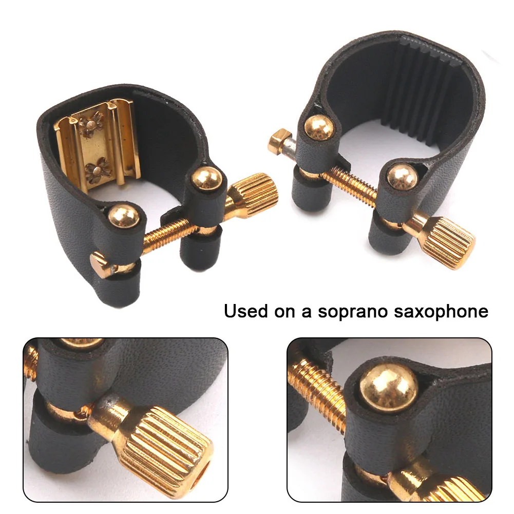 Saxophone Mouthpiece Leather Fastener Plain Weave Leather Pad/copper Sheet Clamp For Sax Metal Laminated Wood Flute Head Parts