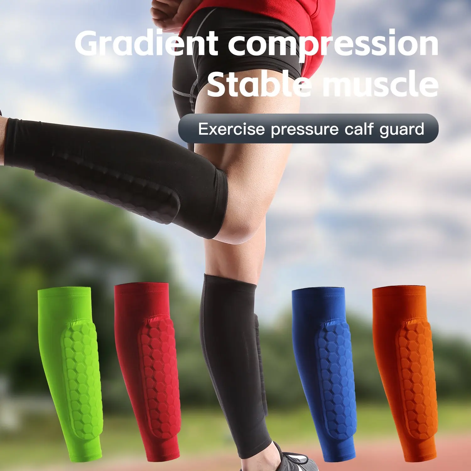 1 PC Leg Sleeves Shin Guards Shockproof Honeycomb Nylon Support Sock Shin Protector Soccer Gear Soccer Shields Sports Legging