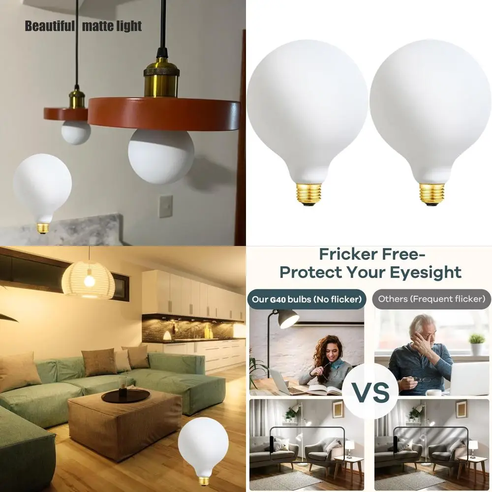 Large Globe LED Bulb, Dimmable 2700K-5000K, 600LM, 60W Equivalent, Frosted Glass, 2 Pack