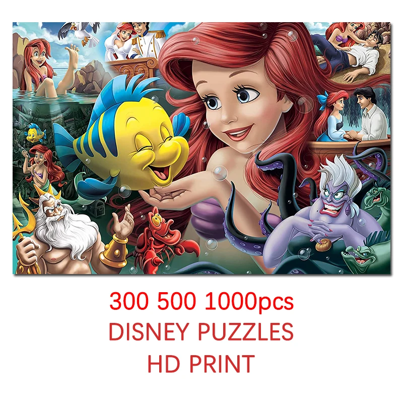 

The Little Mermaid Roles Picture 300 500 1000Pcs Disney Princess Puzzle Paper Jigsaw For Kids Teens Adults Gift Friends Ornament