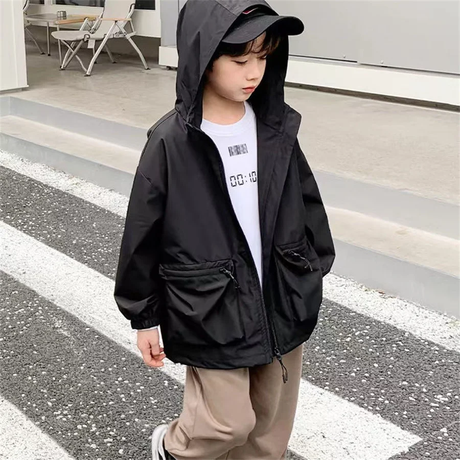 Children Outwear Waterproof Fleece Jacket For Boys Hooded Coat Spring Autumn Fashion Outdoor Kids Windbreake