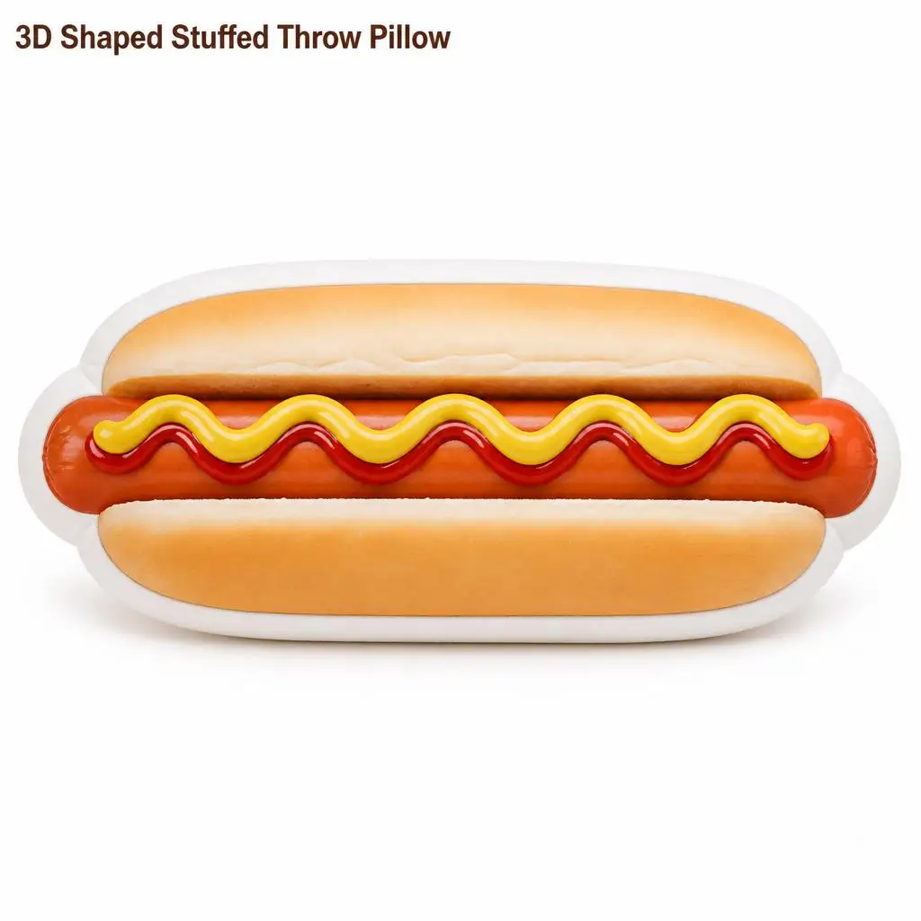 Hot Dog Mustard Ketchup Sausage Fast Food Plush Pillow Cushion Irregular Stuffed Throw Pillow Home Decor Gift Sofa Bed Home