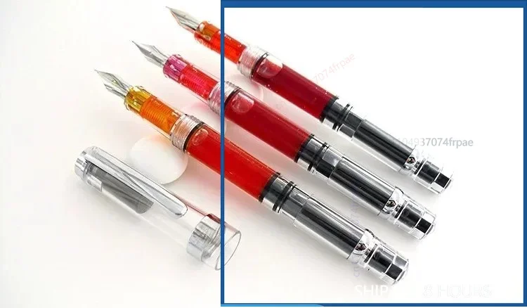 For Wing Sung 698 Transparent Piston Demonstrator Pen 0.7mm Medium Iridium Nib