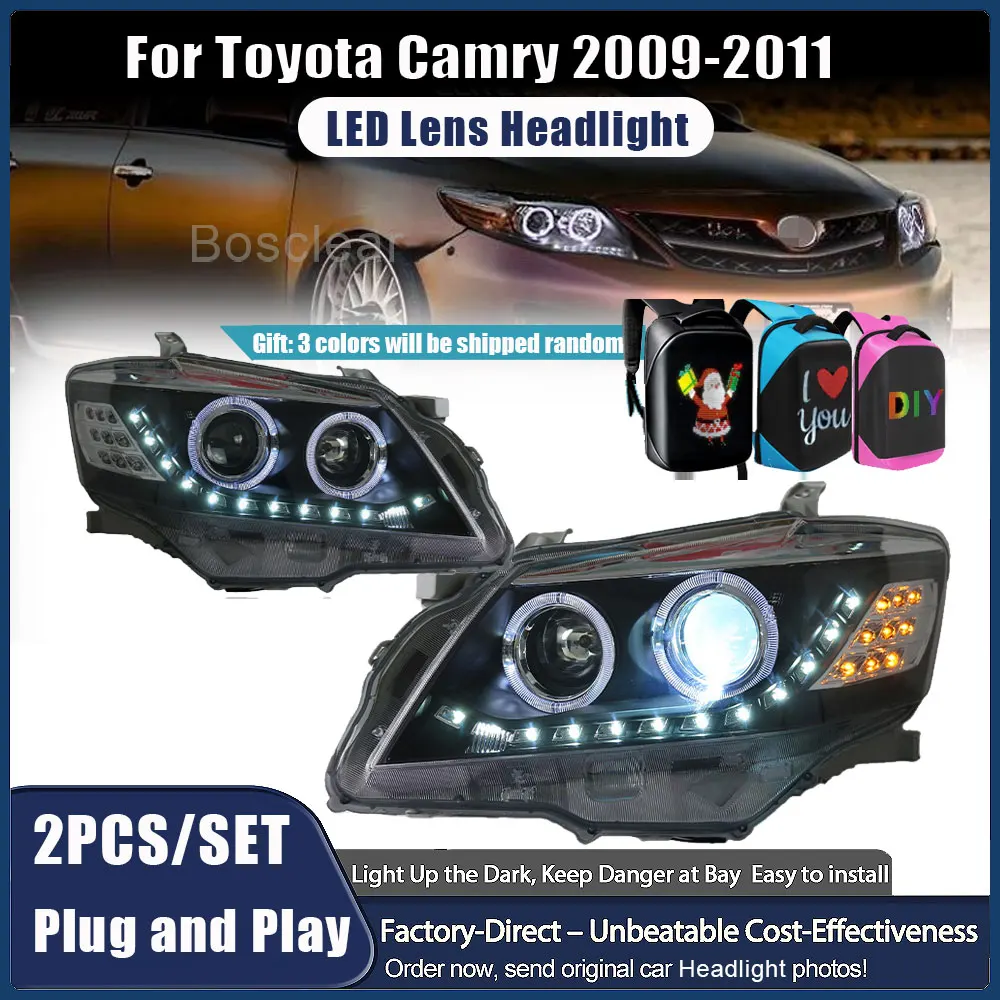 

Светодиодная галогенная фара HID для Toyota Camry 2009-2011 с функцией «ангельские глазки», дневными ходовыми огнями (DRL), указателем поворота и линзой проектора