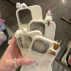 Simple Solid Color Cute Kitten 3D DIY Doll Soft Case For infinix Smart 9 6 7 8 Hot 30 40 50i 40i 30i 10 11 Spark Go Note 30 Pro