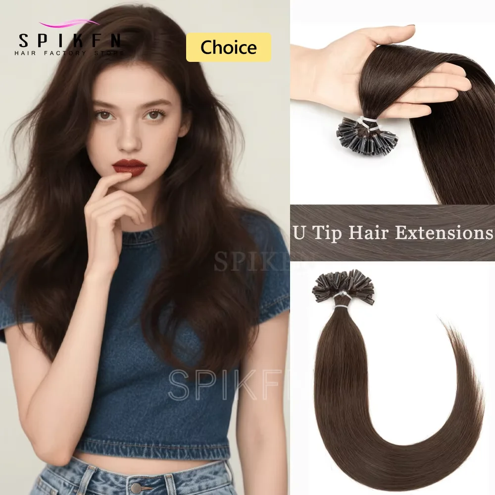 

12-20Inch U Tip Hair Extensions Real Machine Remy Human Hair 50pcs/30g/pack Light Weight Straight Fusion Keratin Dark Brown Hair